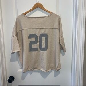 Love Hannah Women's Beige Number 20 Graphic Sweatshirt Top Size M
